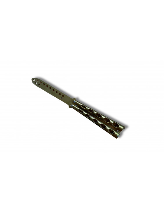 [10770] Couteau Papillon d'entraînement Doré Lame 10cm