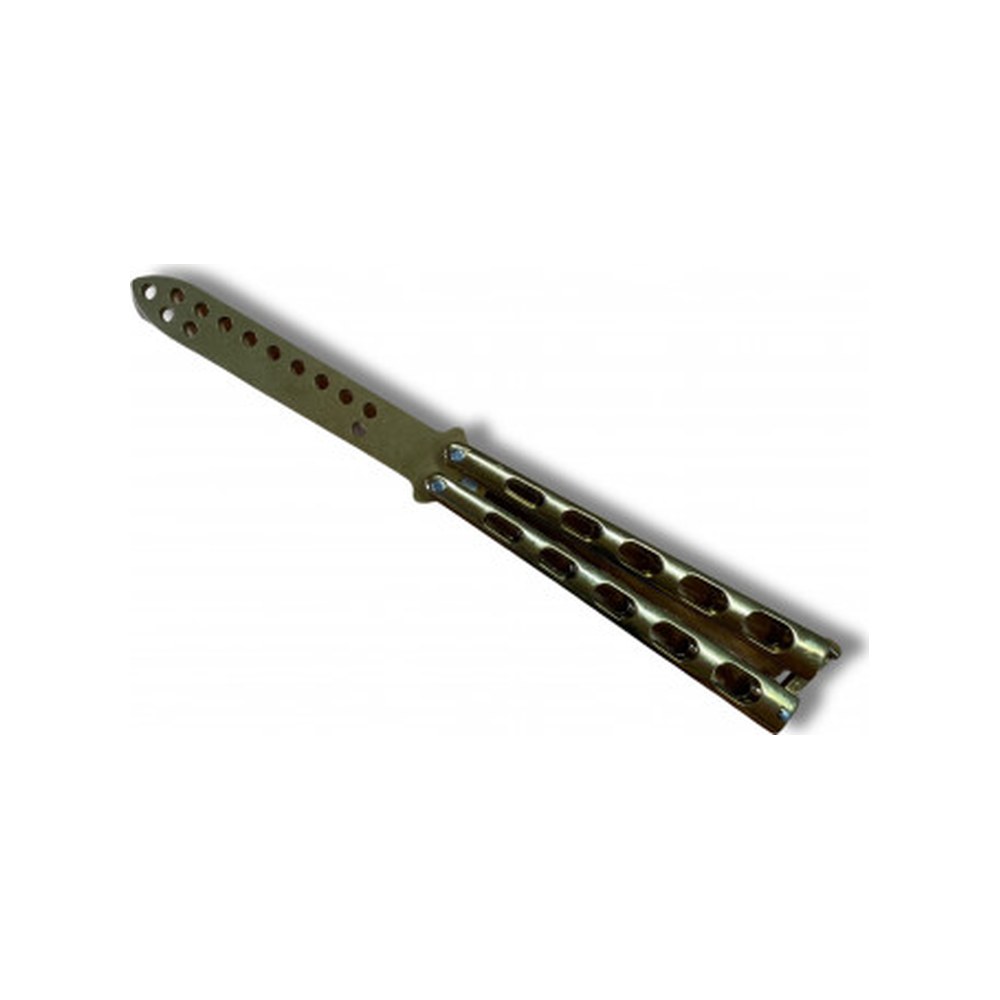 [10770] Couteau Papillon d'entraînement Doré Lame 10cm