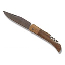 Couteau pliant Metal et manche en Platane avec Tire-bouchon lame 9cm