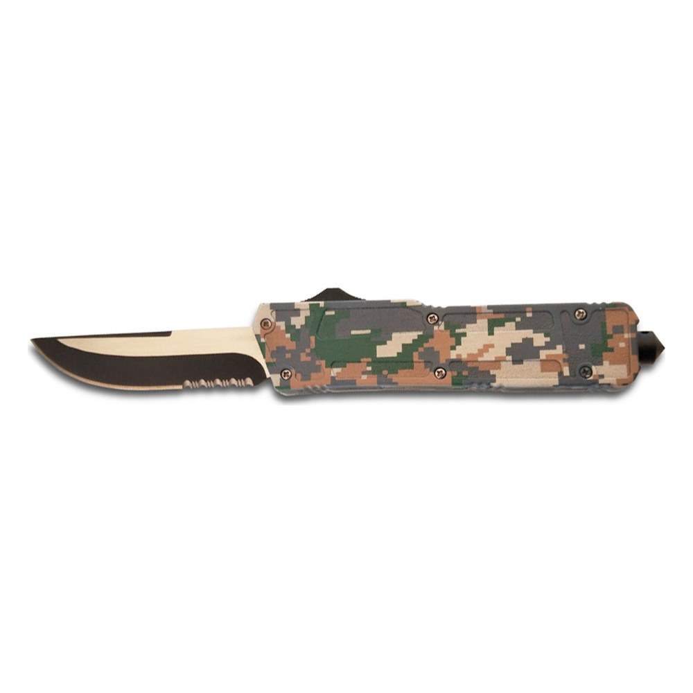 [10733] Couteau automatique brise-vitre lame 9cm Camo