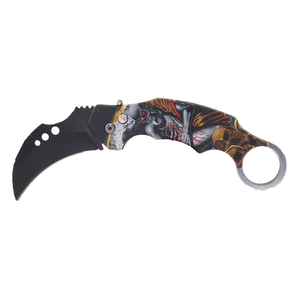 [10701] Couteau automatique Karambit tête de mort