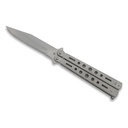 Couteau papillon ajouré Lame 9cm acier gris mat
