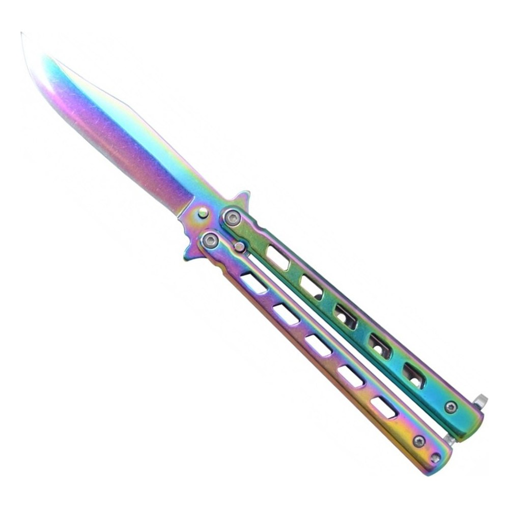 [10677] Couteau papillon ajouré anodisé Lame 8cm