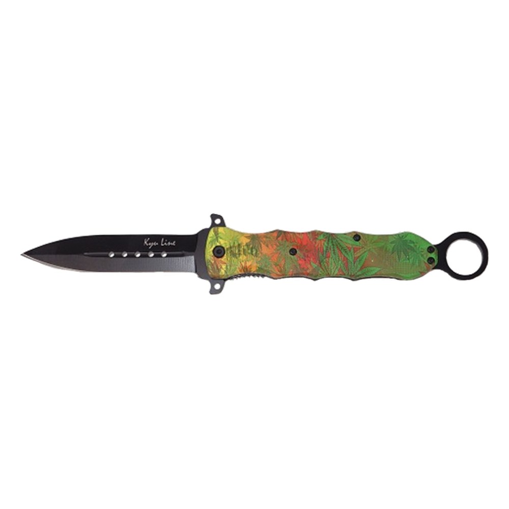 [10634] Couteau foliage fluo avec boucle et lame 10cm - clip ceinture