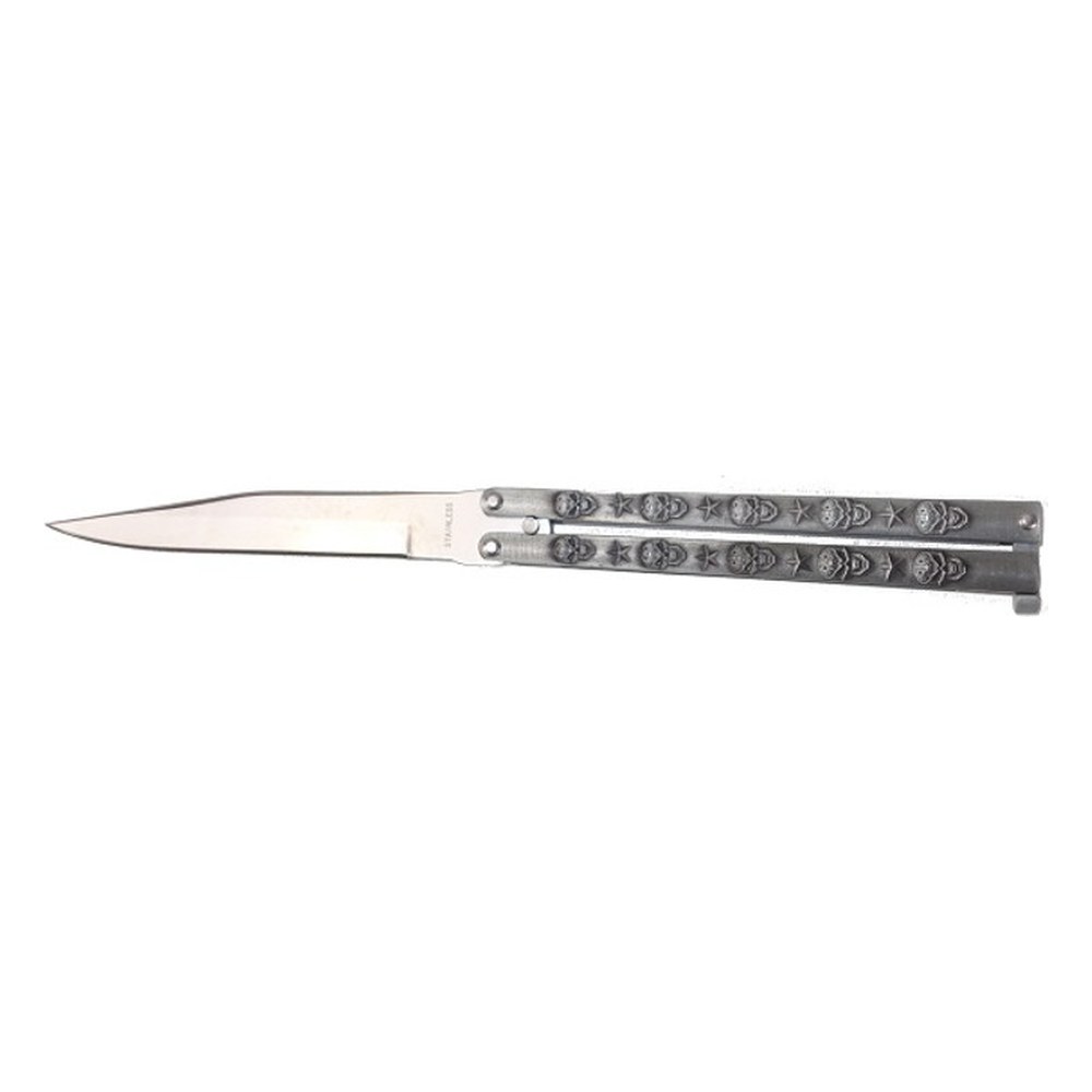 Couteau papillon ajouré gris lame 7 cm