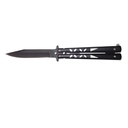 Couteau papillon métal tête de mort vert lame 10 cm