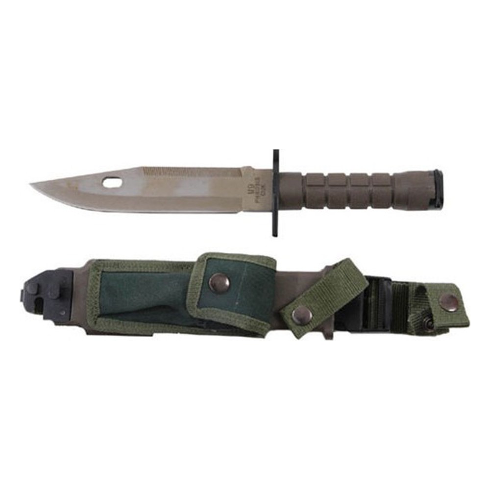 Couteau Baïonette m9 vert + étui clip ceinture 31cm