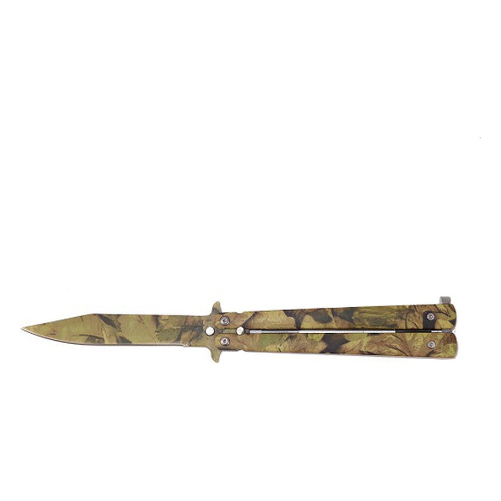 [10602] Couteau papillon métal tête de mort rouge lame 10 cm