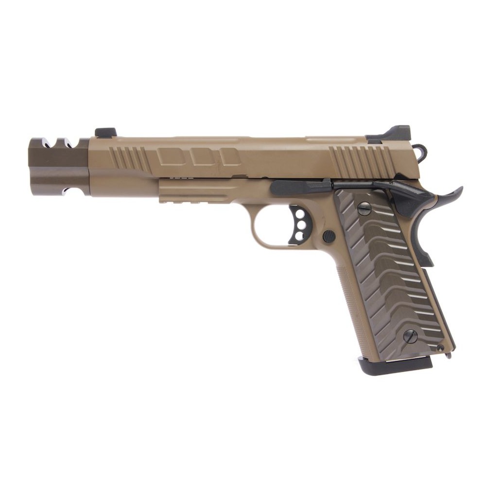 [KJ16C] KJ Works KP-16 1911 CO₂ 6mm Full Metal Blowback Tan Custom + 1J compensator