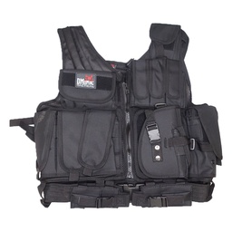 DMoniac Veste tactique Noire 8 poches holster + ceinturon