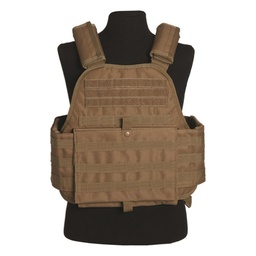 Gilet tactique porte plaque Tan fixation MOLLE
